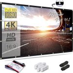 Mdbebbron 120 inch Projector Screen 16:9 Foldable Anti-Crease Portable Projector Movies Screens for Home Theater Outdoor Indoor Support Double Sided Projection