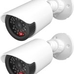 WALI Fake Security Camera with Flashing Red Light, 2 Pack, White（TC-W2）