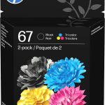 HP 67 Black/Tri-Color Ink Cartridges (2-Pack) | Works with DeskJet 1255, 2700, 4100, Envy 6000, 6400 | Instant Ink Eligible | 3YP29AN | Packaging May Vary