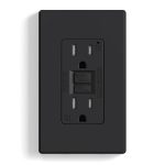 ELEGRP GFCI Outlet 15 Amp, Self-Test GFI Electrical Outlet with Thinner Design, TR Tamper Resistant GFCI Receptacle, Ground Fault Circuit Interrupters with Wall Plate, UL Listed, Matte Black, 1 Pack