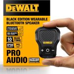 DEWALT Mini Wearable Bluetooth Speaker [Onyx Edition - Black] Clip-On