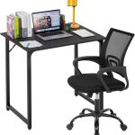 PayLessHere | 32" Office Desk with Ergonomic Office Chair | Black & Black
