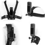 BRDRC Accessories Kit for Insta 360 X5 X6 X4 Air, Chest Mount Head Strap Harness Backpack Clip Holder Wrist Strap, 360°Rotating Adapter + Quick Release for Insta360 One X3 X Camera Accessory Bundle