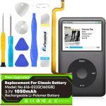 2026 Upgrade Replacement 1050mAh Long-Lasting Classic Battery 616-0232 Compatible with iPod Classic 5th - 7th Generation Video A1136 A1238 6th 80GB 6.5th 120GB 7th 160GB 5th 30GB with Tool Kits