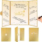 Crenics Gold Happy Birthday Guest Signature Book Alternative 18" x 12"