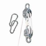 Double Snatch Block and Tackle Pulley System – 32 Ft x 1/4'' Rope and Hook,Cable Pulley for Garage,Attic,Kayak,Bicycle, 150LB Lifting