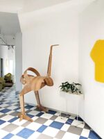 Qiren Design 대형 나무 바닥 의류 매장 카페 쇼케이스 빌라 아트 장식 - 이미지 3