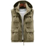 사진 조끼 맞춤 인쇄 로고 자수 야외 다중 포켓 속건 스탠드업 칼라 모자 남성 및 여성 기자용 - 이미지 5