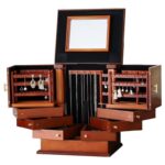 고급 보석 상자 인터넷 셀러브리티 산화 방지 대용량 견고한 나무 손 보석 반지 귀걸이 목걸이 보관 상자 다층 - 이미지 5