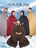 겨울 면 두꺼워진 순면 롱 명상 망토 선 망토 관음 망토 승려 옷 평신도 추위 남녀