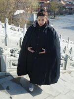 겨울 면 두꺼워진 순면 롱 명상 망토 선 망토 관음 망토 승려 옷 평신도 추위 남녀 - 이미지 2