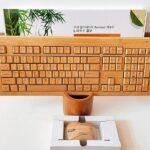 천연 대나무 나무 무선 키보드 및 마우스 수제 대나무 키보드 및 마우스 사무실 세트 항균 디자인 로그 - 이미지 4