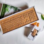 천연 대나무 나무 무선 키보드 및 마우스 수제 대나무 키보드 및 마우스 사무실 세트 항균 디자인 로그 - 이미지 5