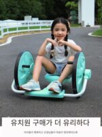 어린이용 핸드 크랭크 자동차, 슬라이딩 및 스윙 야외 회전 및 비틀기 스쿠터, 유치원 3륜 유모차 장난감 균형 자동차 - 이미지 4