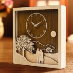 사각형 시계 벽시계 거실 대형 현대식 창의적 3D 장식 나무 예술 석영 시계 무음 침실 시계 12인치