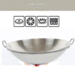 상업용 오목형 유도 조리기 이중 귀 스테인리스 냄비 요리 냄비 40/45 가스 스토브 둥근 바닥 50/55cm 뾰족한 프라이팬 - 이미지 4