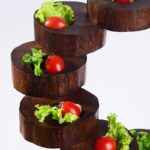 창의적인 농가 특선 요리, 개인 시그니처 요리, 예술적 컨셉 요리, 회전식 단계별 상승 접시, 세련된 식기, 새로운 나무 접시 - 이미지 4