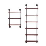 단철 사다리꼴 다층 레트로 물 파이프 벽걸이 선반 단어 분할 선반 거실 창의적 장식 견고한 나무 책장 - 이미지 5