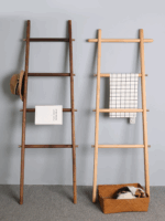 견고한 목재 사다리 선반 바닥 침실 코트 선반 침대 끝 입구 작은 옷걸이 욕실 사다리 타월 선반