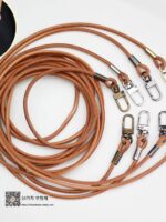 핸드메이드 라운드 소가죽 로프 백 스트랩, 최상층 소가죽 광택 식물성 태닝 처리 작은 손잡이 정품 가죽 DIY 백 액세서리