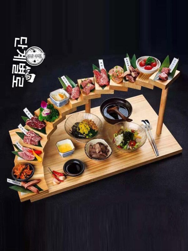 호텔 예술적 컨셉 요리 크리에이티브 사다리 초밥 접시 일본식 바베큐 레스토랑 냄비 식기 나무 계단식 상승 접시