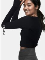 피트니스 티셔츠 여성 속건성 피트니스 의류 여성 요가 속건성 상의 여성 스포츠 상의 속건성 피트니스 긴팔 티셔츠 봄 - 이미지 2