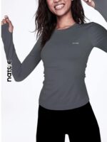 피트니스 티셔츠 여성 속건성 피트니스 의류 여성 요가 속건성 상의 여성 스포츠 상의 속건성 피트니스 긴팔 티셔츠 봄 - 이미지 4