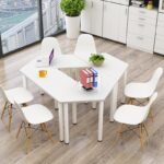 무료 배송 사다리꼴 접합 회의 테이블 크리에이티브 육각형 테이블 교육 테이블 조합 심플 모던 사무용 책상 견고한 나무 - 이미지 4