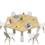 무료 배송 사다리꼴 접합 회의 테이블 크리에이티브 육각형 테이블 교육 테이블 조합 심플 모던 사무용 책상 견고한 나무 - 이미지 5