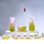 유리 연꽃병 제물 접시 물잔 제물 세트 불교용품 가정 제물 불교사원 중국식