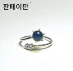 Fanfeifan 도미니카 블루 앰버 링 925 스털링 실버 인레이 여성 천연 정품 하늘색 앰버 여성 반지