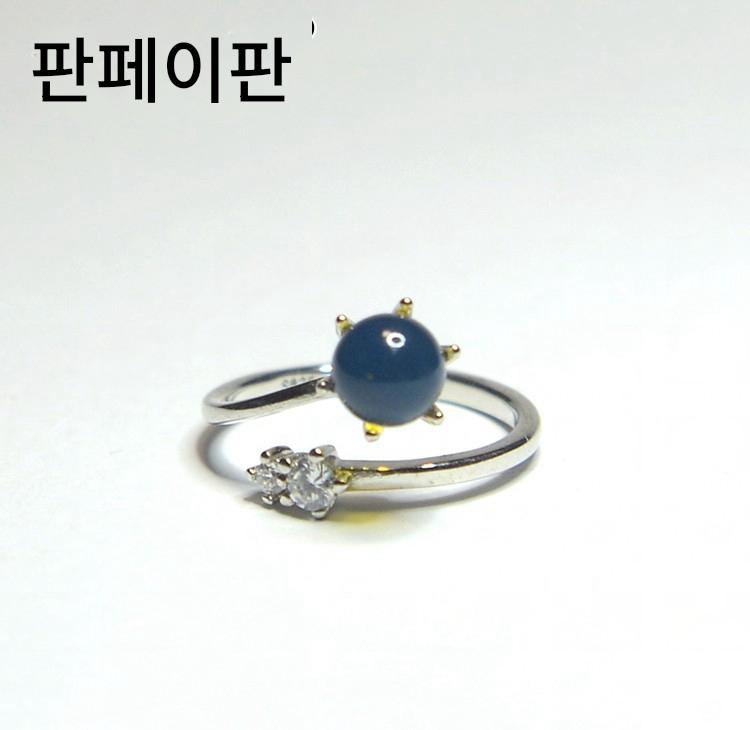 main_595783592764_0-1 Fanfeifan 도미니카 블루 앰버 링 925 스털링 실버 인레이 여성 천연 정품 하늘색 앰버 여성 반지 - 이미지 1