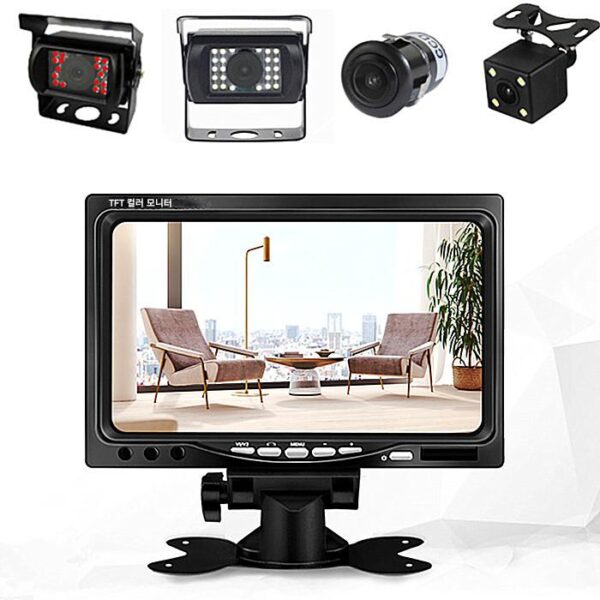 트럭 후진 영상 24V HD 야간 투시 차량 LCD 화면 7인치 베이스 브라켓 디스플레이 방수 카메라