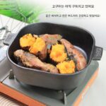 새로운 사각형 주철 구운 고구마 팬 두껍게 구운 감자 밤 옥수수 기계 홈 구운 고구마 팬 노스틱 - 이미지 4