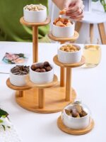 티 브레이크 디저트 볼 웨딩 생일 디저트 테이블 레이아웃 간식 볼 호텔 창문 케이크 스탠드 뚜껑이 있는 트레이 다층 - 이미지 2