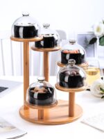 티 브레이크 디저트 볼 웨딩 생일 디저트 테이블 레이아웃 간식 볼 호텔 창문 케이크 스탠드 뚜껑이 있는 트레이 다층 - 이미지 4