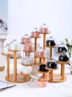 티 브레이크 디저트 볼 웨딩 생일 디저트 테이블 레이아웃 간식 볼 호텔 창문 케이크 스탠드 뚜껑이 있는 트레이 다층 - 이미지 5