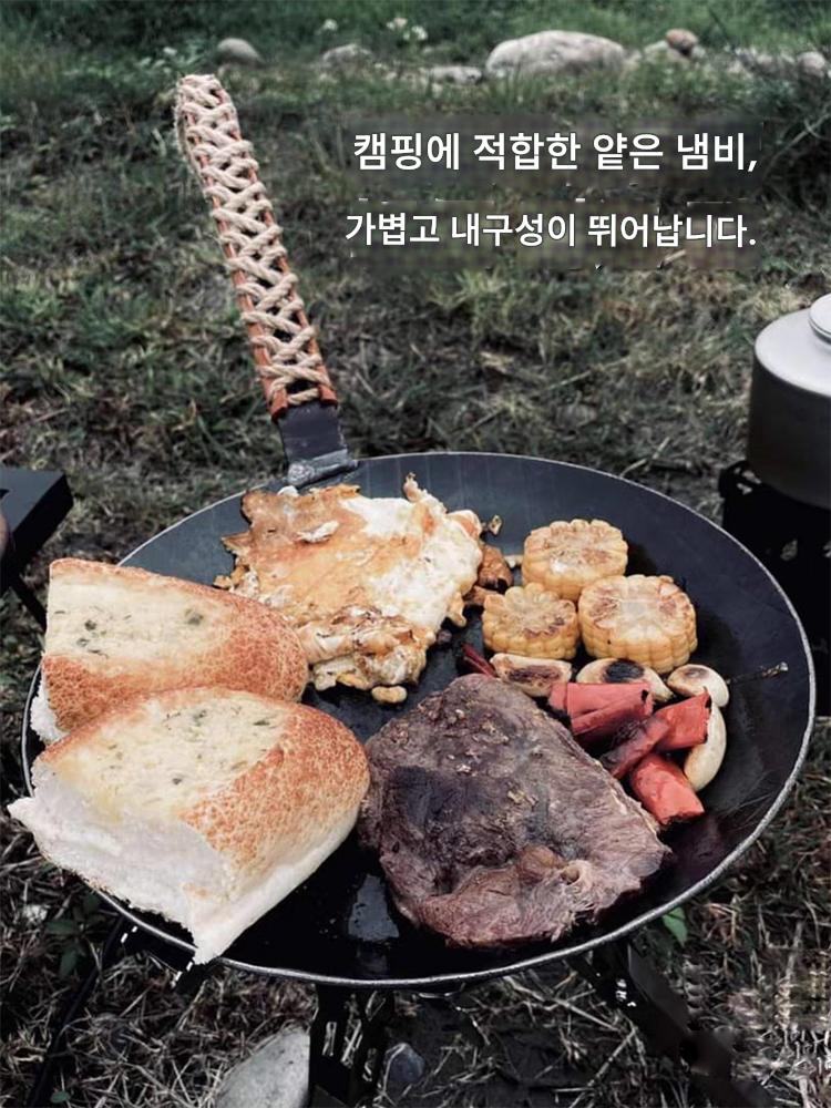 main_603831008866_0-2 독일 수입 터크팬 야외 스테이크 프라이팬 바베큐 팬 순수 철 무코팅 딥 프라이팬 캠핑 철판 - 이미지 1
