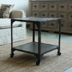 산업 스타일 커피 테이블 북유럽 복고풍 철제 티 테이블 바퀴 달린 크리에이티브 소파 사이드 테이블 코너 테이블 사각형 커피 테이블 - 이미지 2