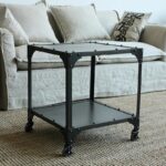 산업 스타일 커피 테이블 북유럽 복고풍 철제 티 테이블 바퀴 달린 크리에이티브 소파 사이드 테이블 코너 테이블 사각형 커피 테이블 - 이미지 3