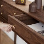 Su Woodworking Studio 현관 블랙 월넛 콘솔 테이블 수납 캐비닛 통로 식사 사이드보드 롱 테이블 테이블 하이 풋 캐비닛 - 이미지 4