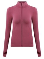 여성용 annerun 슬림핏 스포츠 재킷 긴팔 체육관 타이트 러닝 속건 옷 칼라 요가복 상의 - 이미지 5