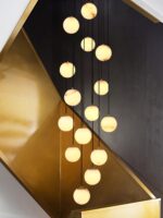 계단 램프 새로운 중국 스타일 심플 모던 듀플렉스 램프 높은 로프트 바닥 긴 줄 대리석 볼 샹들리에 - 이미지 3