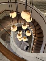 계단 램프 새로운 중국 스타일 심플 모던 듀플렉스 램프 높은 로프트 바닥 긴 줄 대리석 볼 샹들리에 - 이미지 4