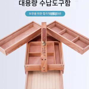 몽마르트 솔리드 우드 유화 상자 대형 3단 휴대용 페인팅 도구 상자 다기능 접이식 스케치 보관함