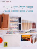 몽마르트 솔리드 우드 유화 상자 대형 3단 휴대용 페인팅 도구 상자 다기능 접이식 스케치 보관함 - 이미지 4