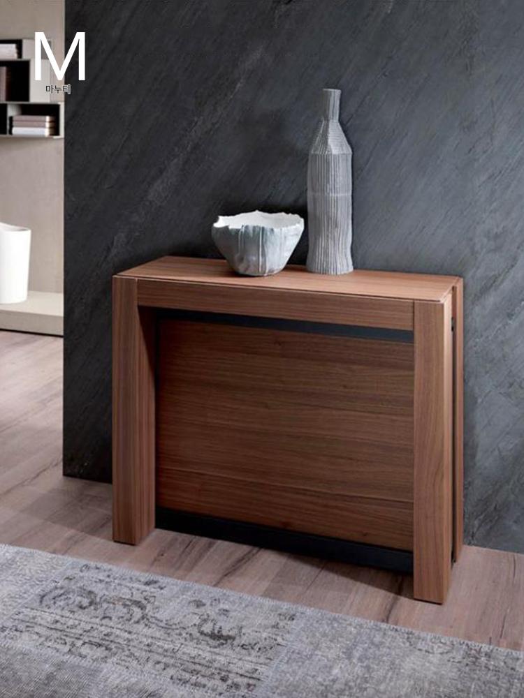 main_613710502678_0-1 Manutti Nordic 솔리드 우드 다이닝 테이블 접이식 접이식 직사각형 8인용 심플 소형 아파트 보이지 않는 테이블과 의자 조합 - 이미지 1