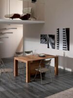 Manutti Nordic 솔리드 우드 다이닝 테이블 접이식 접이식 직사각형 8인용 심플 소형 아파트 보이지 않는 테이블과 의자 조합 - 이미지 3