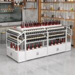 슈퍼마켓 레드 와인 캐비닛 아일랜드 와인 랙 와이너리 와인 및 주류 디스플레이 랙 바닥 레드 와인 랙 조합 와인 선반 - 이미지 3