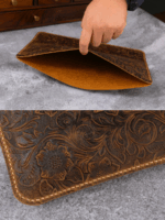 Apple Macbook 컴퓨터 보호 슬리브 라이너 백 Tangcao 패턴 핸드메이드 첫 번째 레이어 소가죽 크레이지 호스 가죽 MACX20S에 적합 - 이미지 3